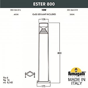 Уличный наземный светильник Fumagalli Ester DS1.564.000.AXD1L