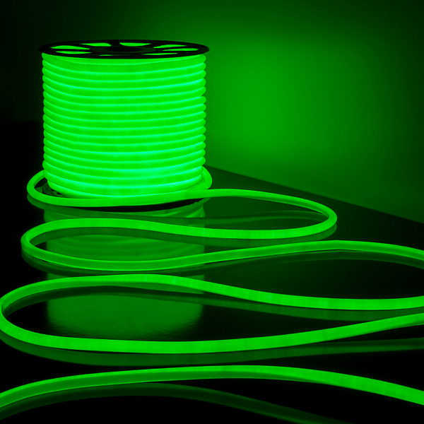 Светодиодный шнур Elektrostandard Светодиодный гибкий неон Гибкий неон LS003 220V 9.6W 144Led 2835 IP67 16mm круглый зеленый, 50 м a043548