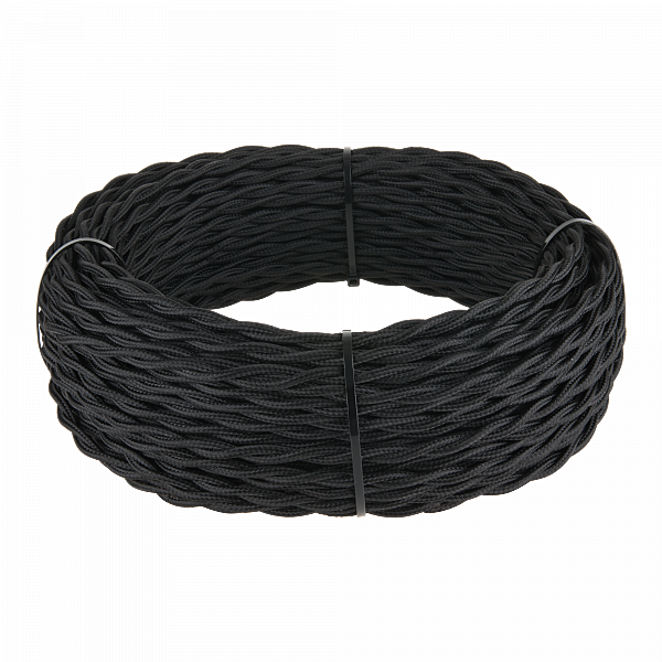 Ретро кабель Werkel W6452208/ Ретро кабель витой 2х1,5 (черный) 20 м