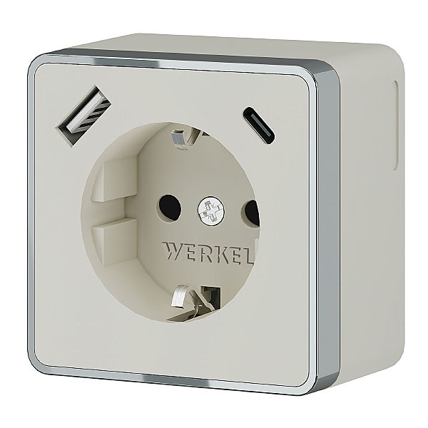 Розетка Werkel W5071703/ Розетка с заземлением, шторками и USB тип A+C Gallant (слоновая кость)
