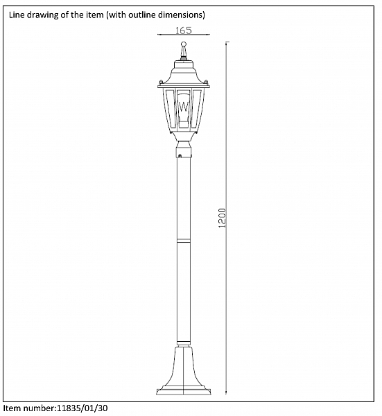 Столб фонарный уличный Lucide Tireno 11835/01/30