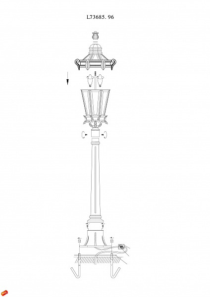 Столб фонарный уличный L'Arte Luce ilford L73685.96