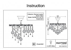 Потолочная хрустальная люстра Maytoni Gala DIA783-CL-04-G