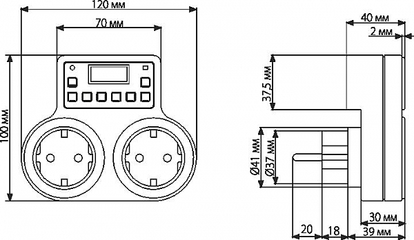 Розетка-таймер Elektrostandard TMH-E-5 TMH-E-5 16A x2 IP20 Белый