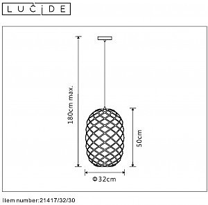 Светильник подвесной Lucide Wolfram 21417/32/30