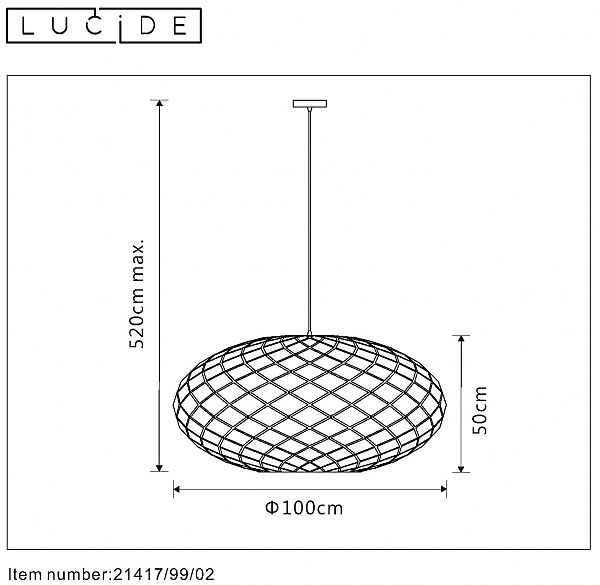 Светильник подвесной Lucide Wolfram 21417/99/02