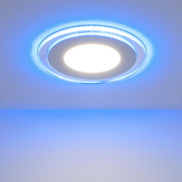 Встраиваемый светильник Elektrostandart DLKR160 12W 4200K подсветка Blue