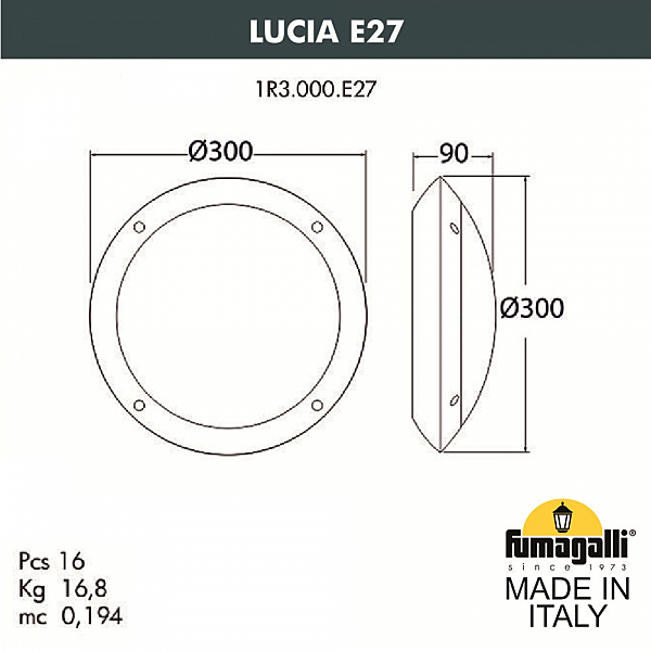 Уличный потолочный светильник Fumagalli Lucia 1R3.000.000.AYE27.GN1