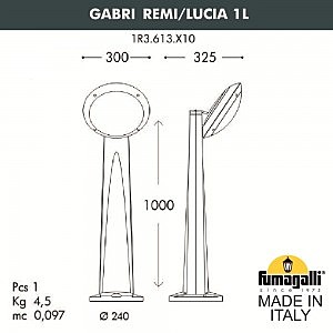 Уличный наземный светильник Fumagalli Lucia 1R3.613.X10.WYE27