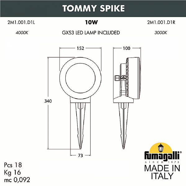 Грунтовый светильник Fumagalli Tommy 2M1.001.000.WXD1L