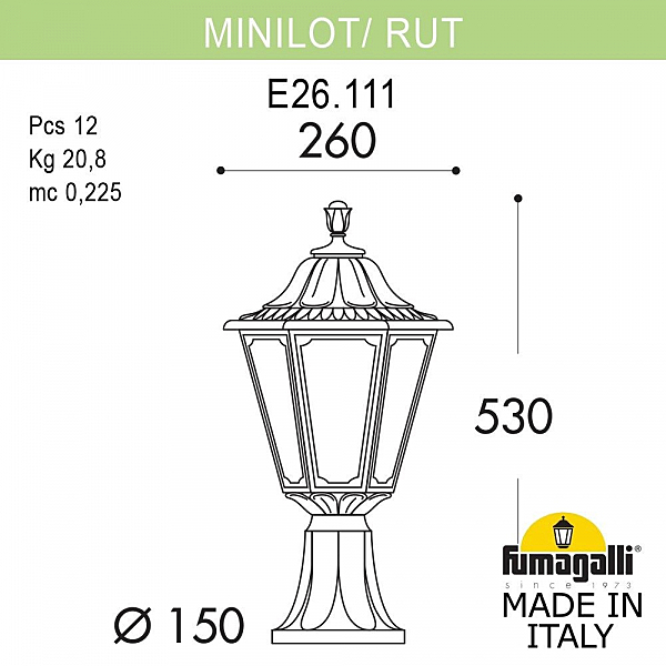 Уличный наземный светильник Fumagalli Rut E26.111.000.WYF1R