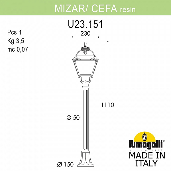 Уличный наземный светильник Fumagalli Cefa U23.151.000.AXF1R