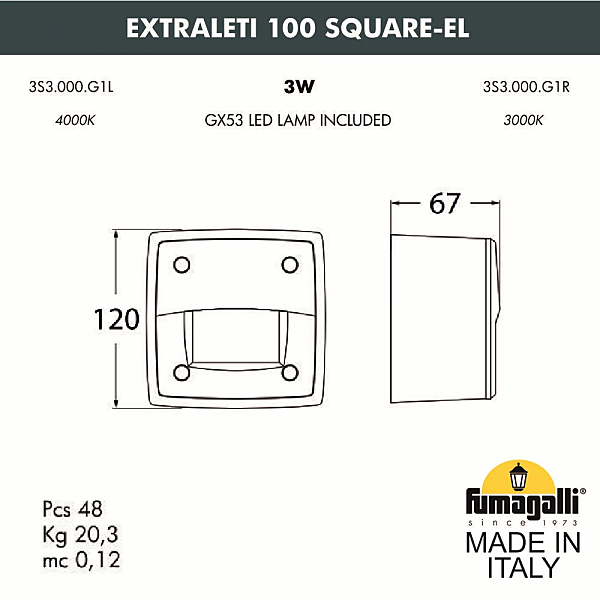 Подсветка для ступеней Fumagalli Leti 3S3.000.000.AYG1L