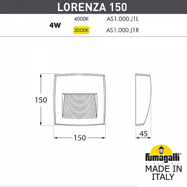 Подсветка для ступеней Fumagalli Lorenza AS1.000.000.AXJ1L