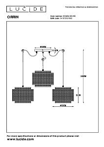 Светильник подвесной Lucide Orrin 02404/03/30