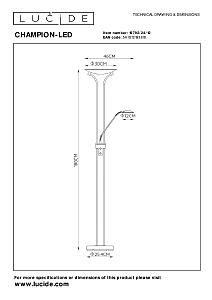 Торшер Lucide Champion-Led 19792/24/12