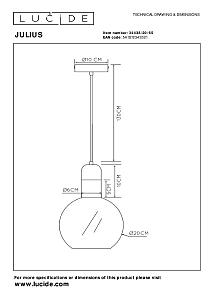 Светильник подвесной Lucide Julius 34438/20/65