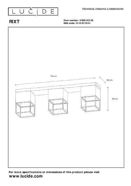 Светильник потолочный Lucide Rixt 21120/03/30
