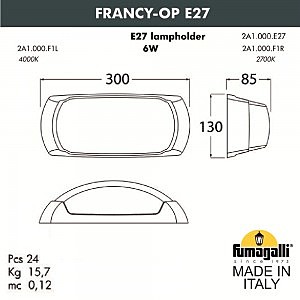 Уличный настенный светильник Fumagalli Francy 2A1.000.000.LYF1R