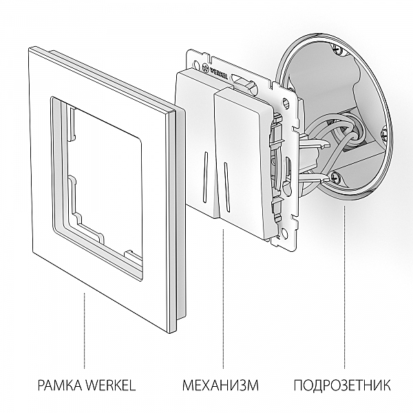 Выключатель Werkel W1120110/ Выключатель двухклавишный с подсветкой (шампань рифленый)