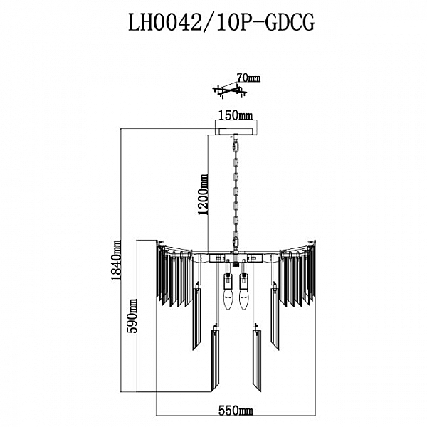 Подвесная люстра Lumien Hall Garlenda LH0042/10P-GDCG