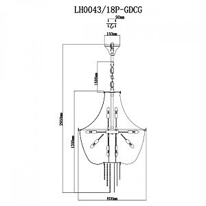 Подвесная люстра Lumien Hall Lissone LH0043/18P-GDCG