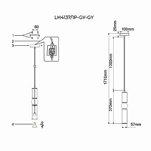 Светильник подвесной Lumien Hall Lien LH4137/1P-GY-GY