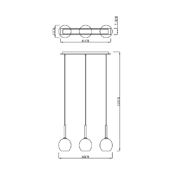 Светильник подвесной Zumaline Monic MD1629-3A/CHROME