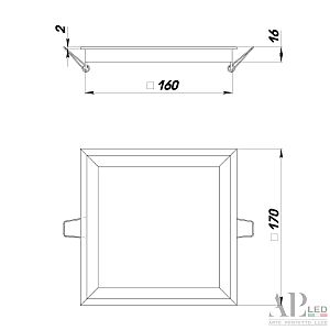 Встраиваемый светильник APL Led Ingrid 3322.LDF16016/16W/6K