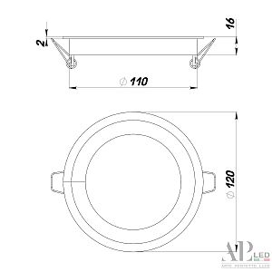 Встраиваемый светильник APL Led Ingrid 3322.LDY9016/9W/4K