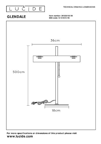 Настольная лампа Lucide Glendale 20522/02/30