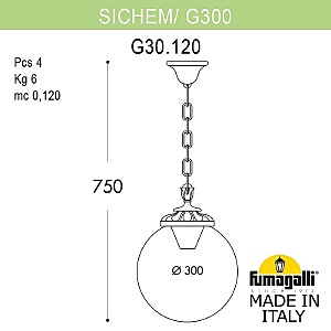 Уличный подвесной светильник Fumagalli Globe 300 G30.120.000.BXF1R
