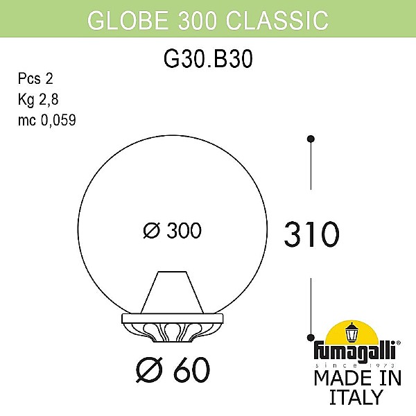 Консольный уличный светильник Fumagalli Globe 300 G30.B30.000.AYF1R