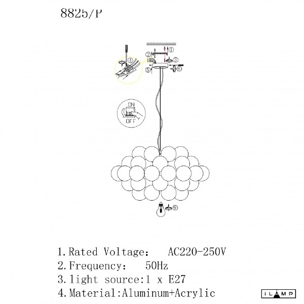 Люстра подвесная Baly iLamp 8825P/1 RGL