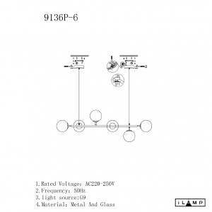 Светильник подвесной iLamp Golden 9136P/6 GL-WH