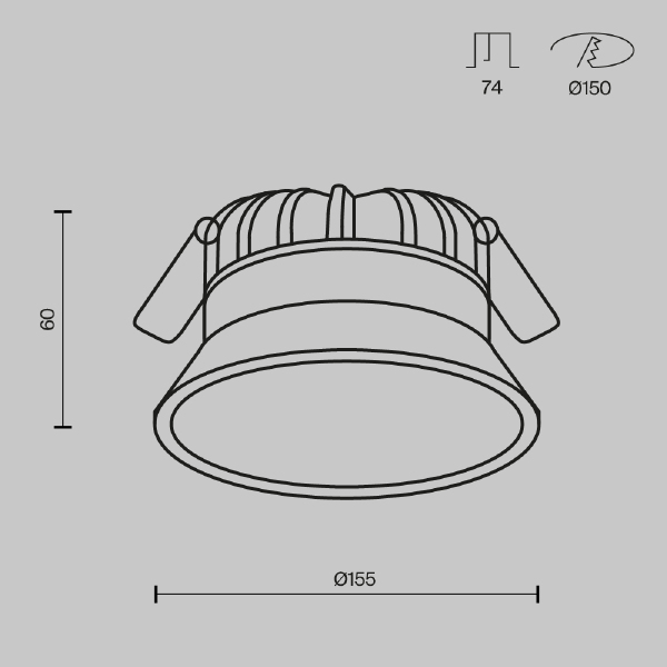 Встраиваемый светильник Maytoni Downlight DL055-18W3-4-6K-B