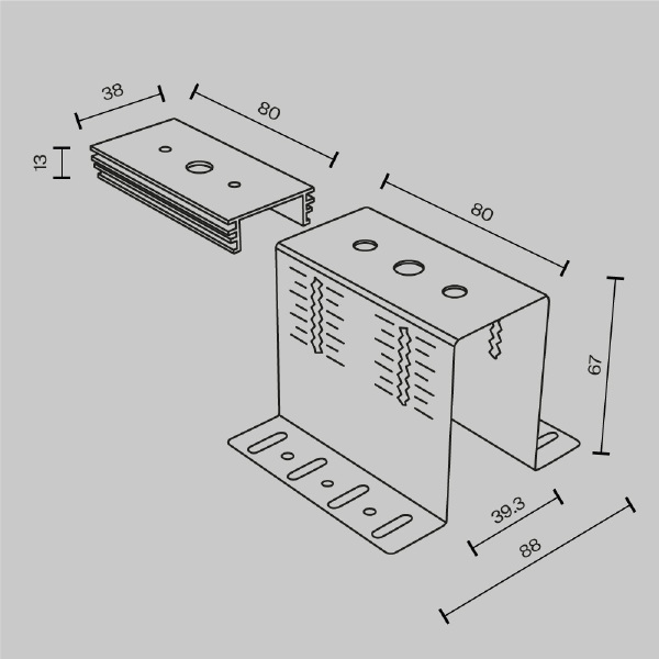 Скоба регулируемая для накладного шинопровода Gravity Maytoni Accessories for tracks Gravity TRA010HCB