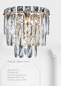 Настенное бра Lumien Hall Kristin LH0066/2W-FGD-CL