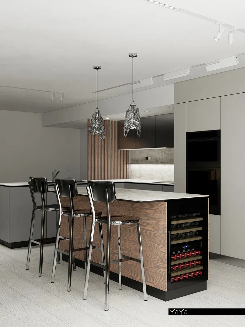 Один из концептов кухни в доме на побережье Флориды.