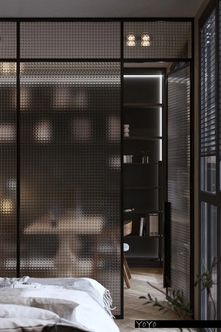 Концептуальный проект спальни в частном доме в стиле эко-минимализм.