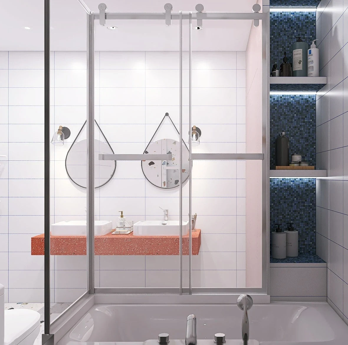 Белая спальня-гостиная с акцентами