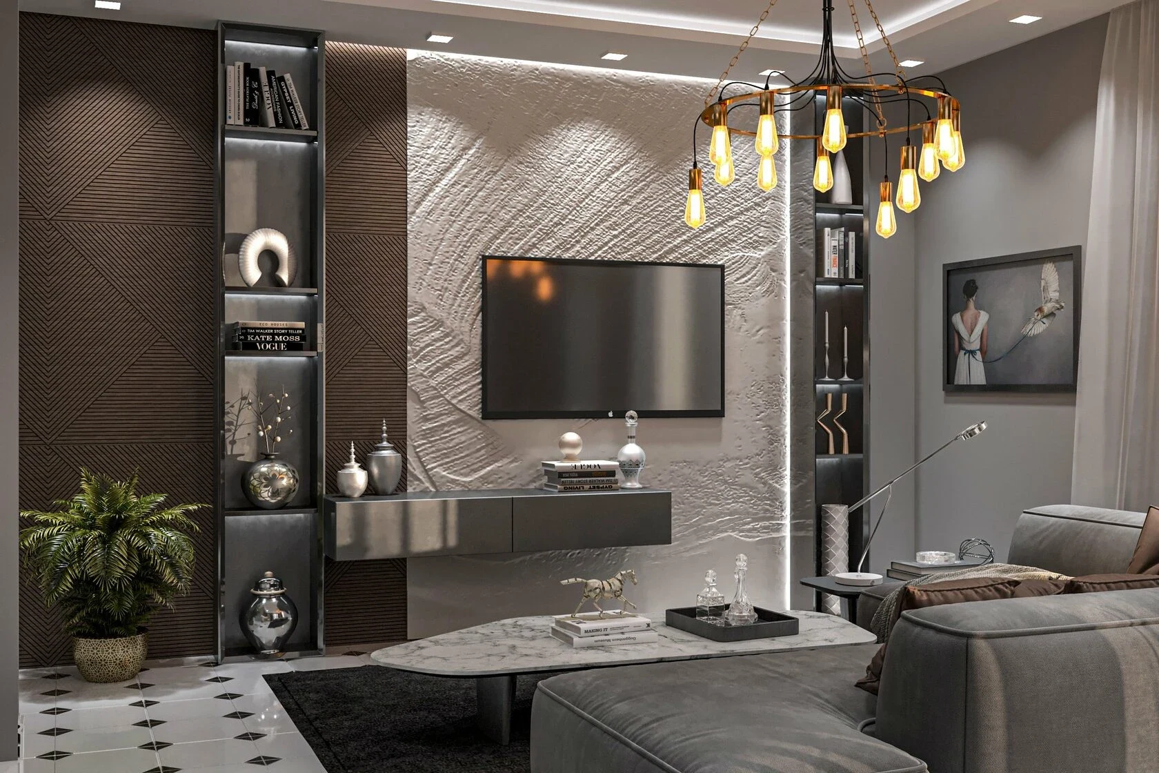 3-комнатная квартира в стиле минимализм с элементами современной классики