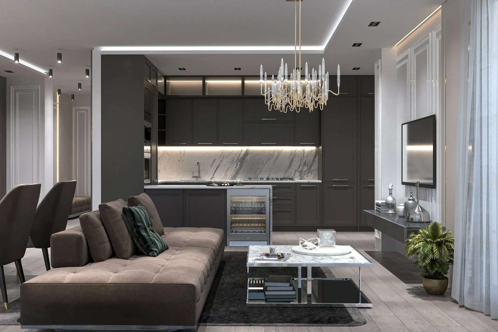 4-комнатная квартира в стиле неоклассика с элементами ар-деко