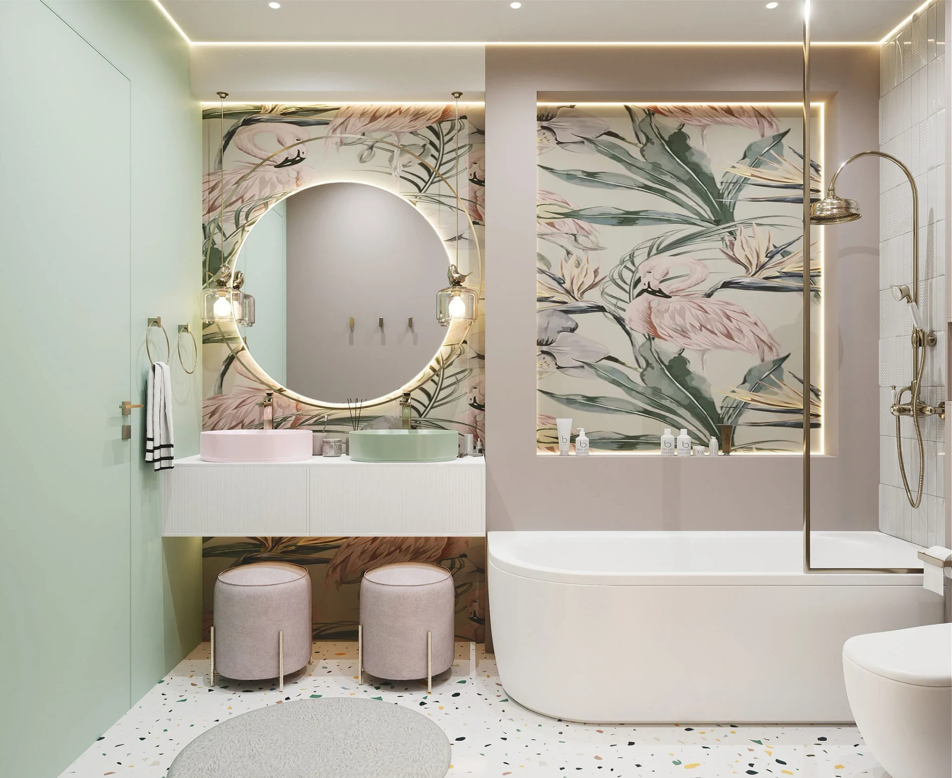 Дизайн ванной комнаты для девочек