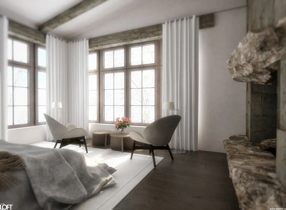 Проект интерьера деревянного дома