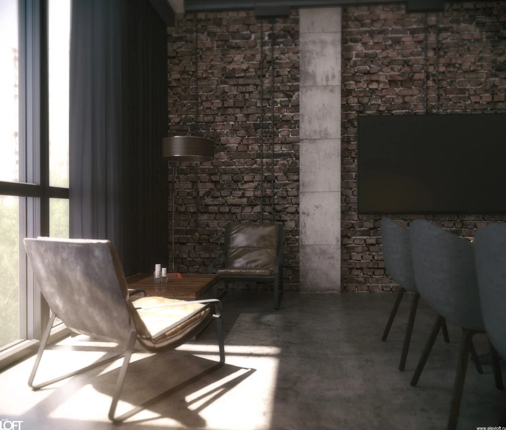 Легкий индустриальный лофт интерьер в «трешке»