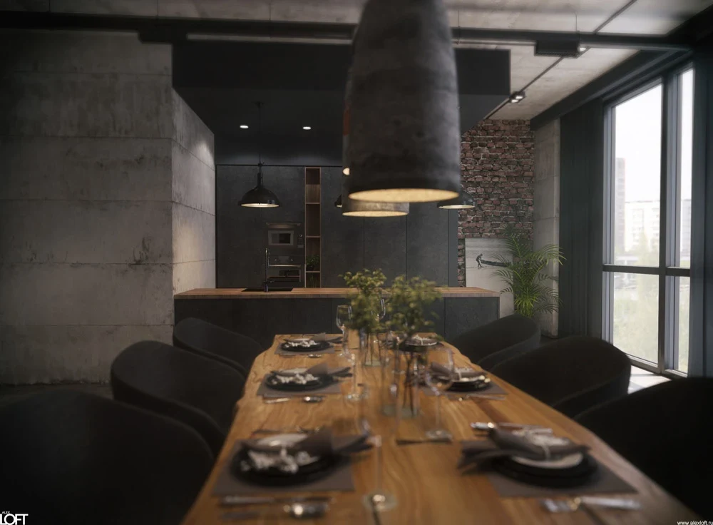 Легкий индустриальный лофт интерьер в «трешке»