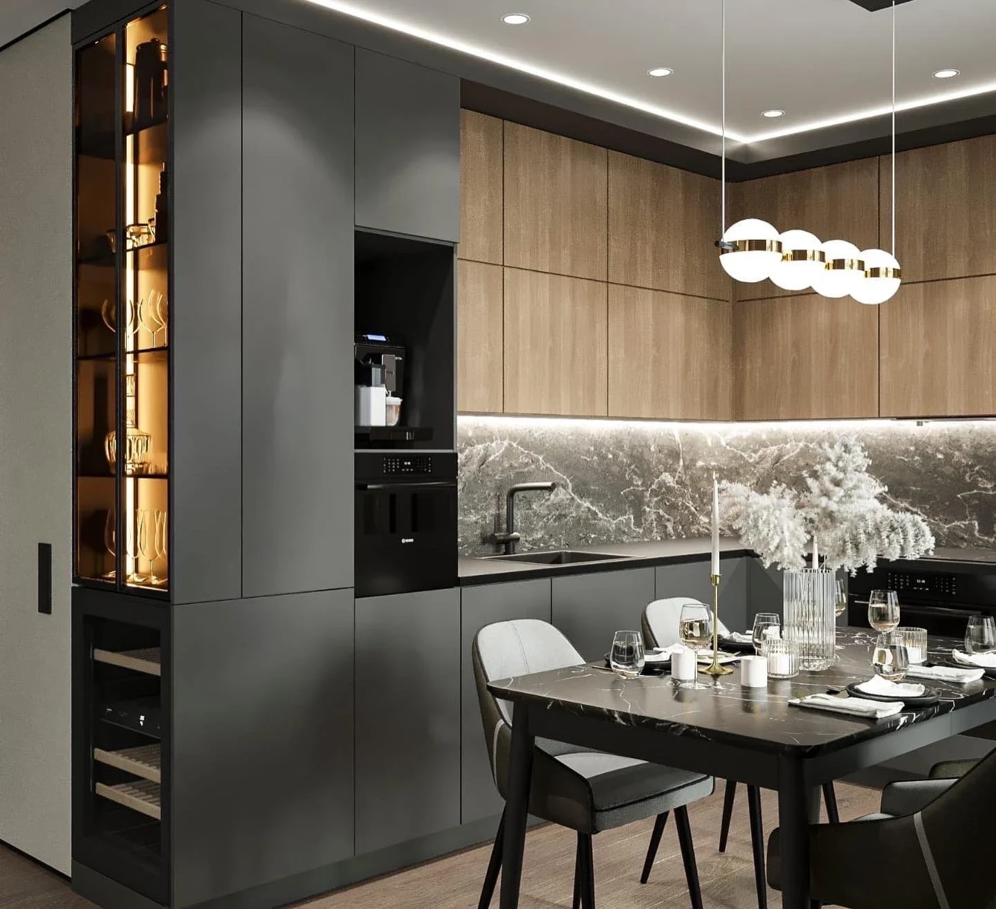 Дизайн интерьера кухни-гостиной