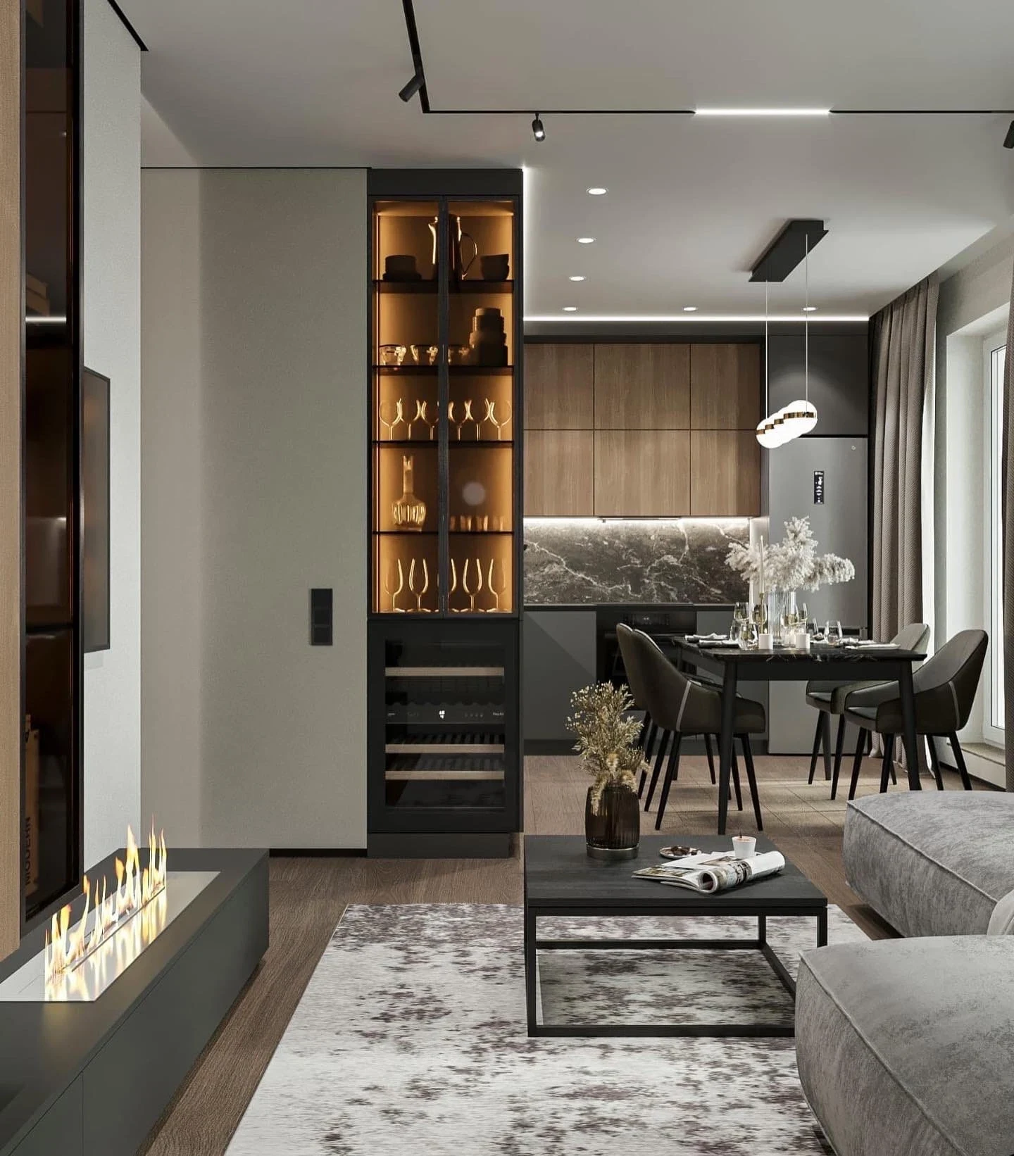 Дизайн интерьера кухни-гостиной