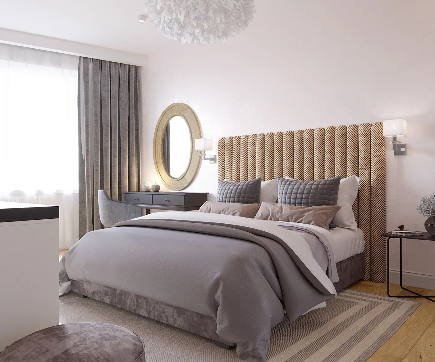 Bedroom in pastel colors